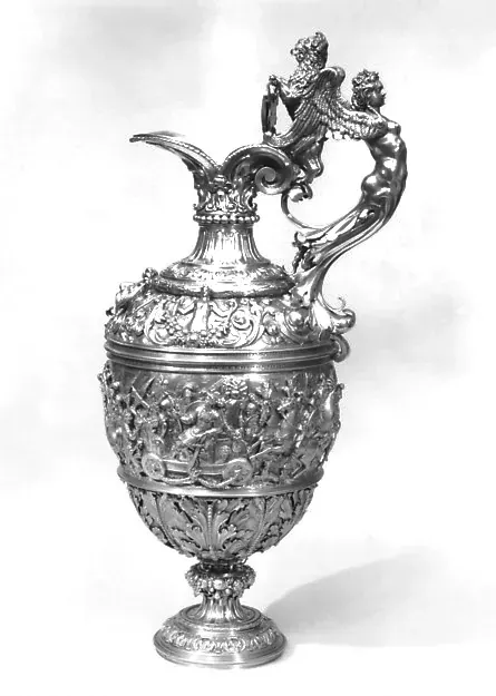 Silver-gilt ewer with enamel